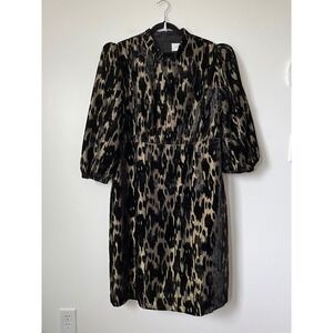 Tuckernuck Pomander Place Black Velvet Gold Metallic Burnout Midi Dress 14 Party